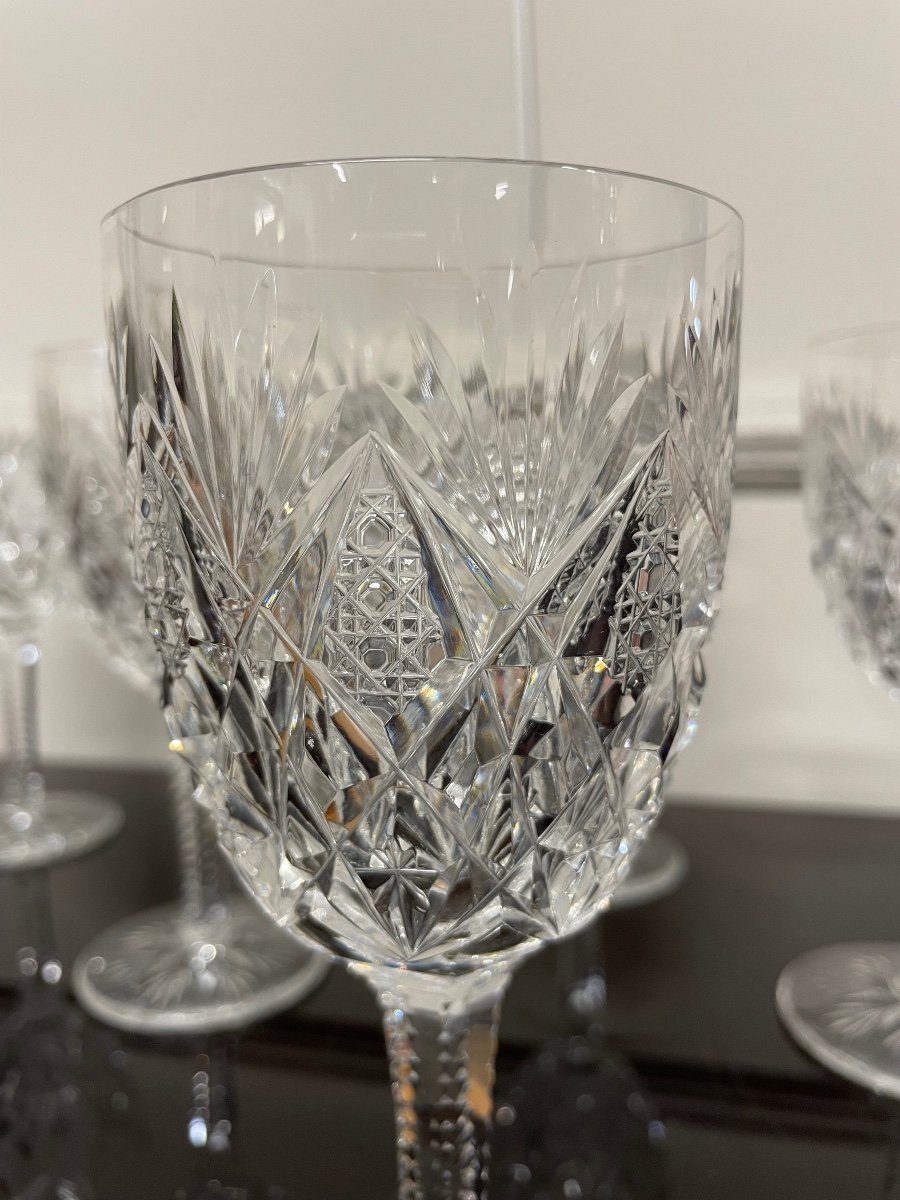 Saint Louis Florence Model - 6 Crystal Water Glasses H: 18 Cm-photo-4